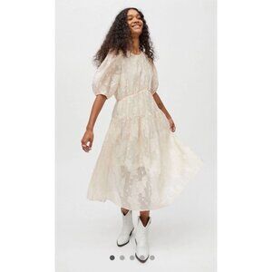 Moon River Floral Puff Sleeve Tiered Ruffle Midi Dress Sz S NWT Urban Outfitters